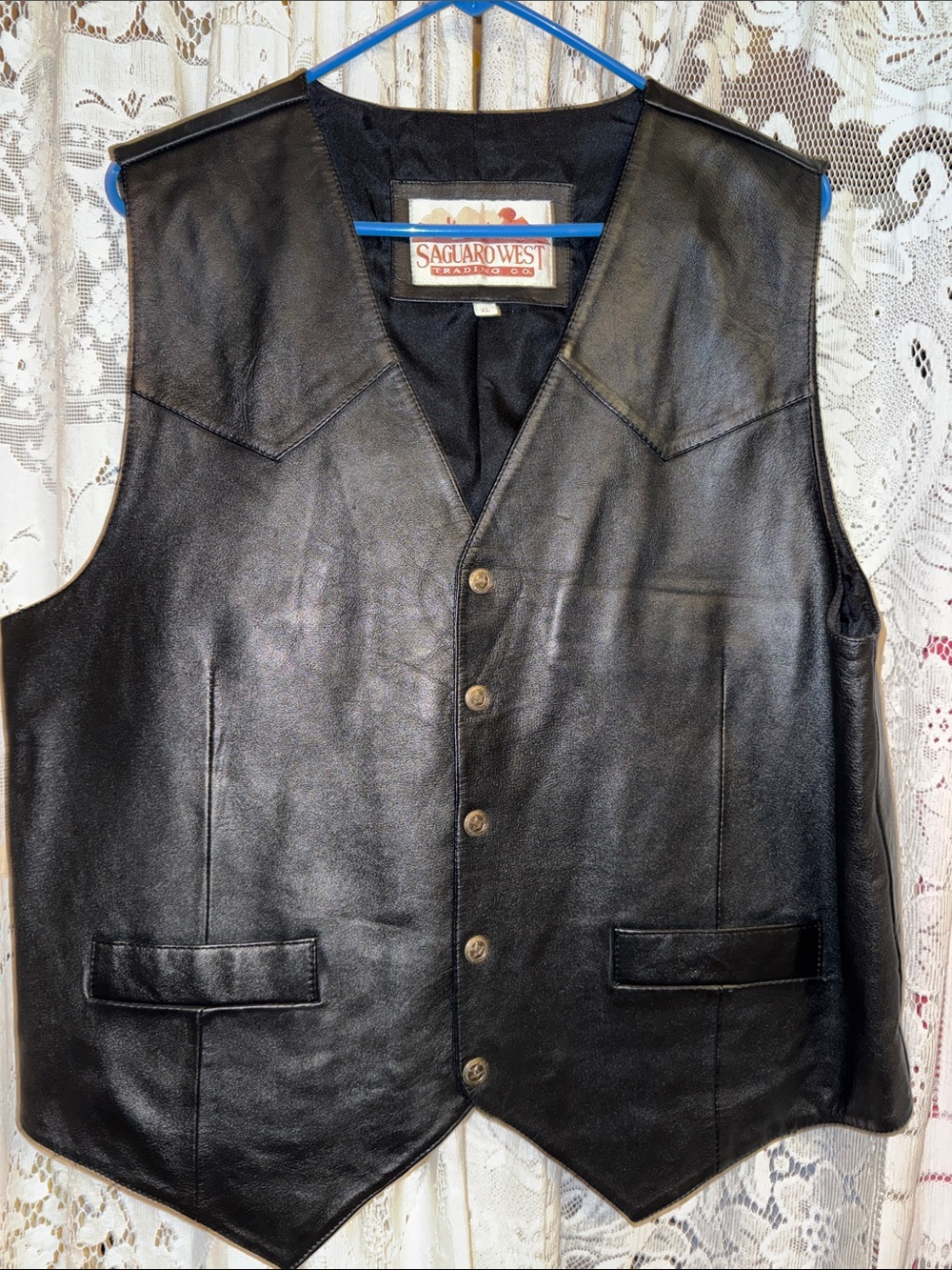 Saguaro west trading Co Men’s Black Leather Vest